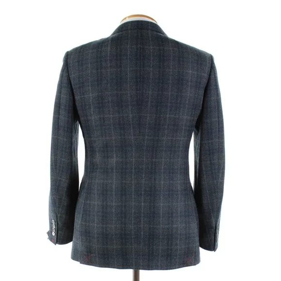 Cardinal of Canada NWT Wool Sport Coat Size 38R US In Gray & Blue Birdseye Plaid